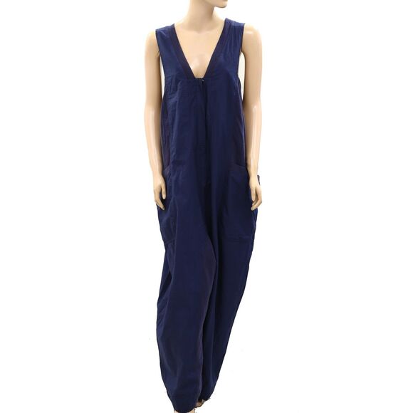 Daily Practice By Anthropologie Zip-Front Jumpsuit One-Piece Navy 3XPS 283892 - Picture 7 of 10